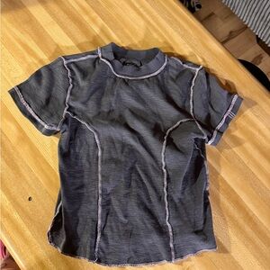 BDG Black Tee with Lavender Contrast Stitching